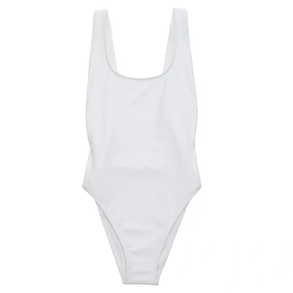 Aerie Shiny Rib Birthday Scoop Cheekiest One Piece Swimsuit NWT Beach Satiny - Picture 4 of 10